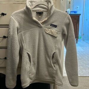 Patagonia Re-Tool 1/4 Snap T Fleece Pullover Cream Ivory Bone White Fluffy XS